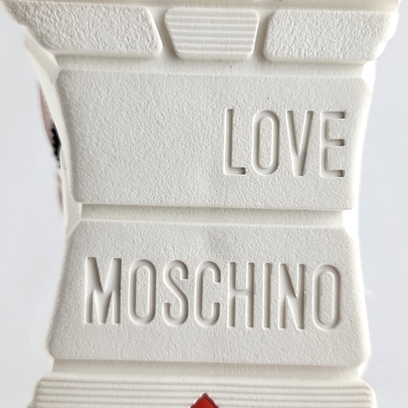 NWT LOVE MOSCHINO Women's Logo-Tape Mesh Salmon Leather Chunky Trainers Sz 8.5 - Picture 13 of 15